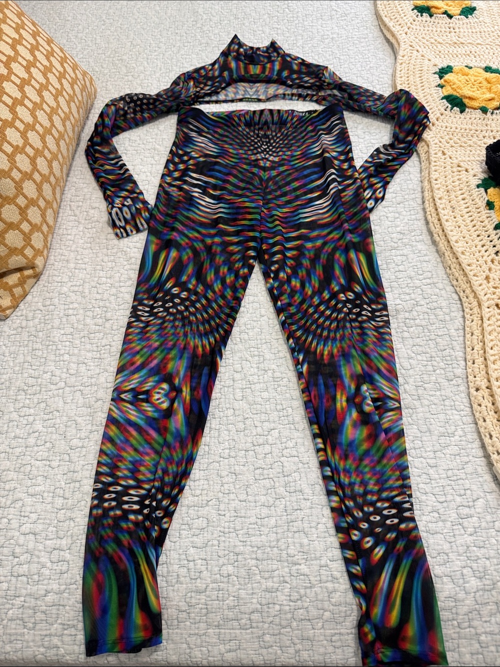 NWOT BADINKA Rainbow Optical-Print set - Multicolor SHEER